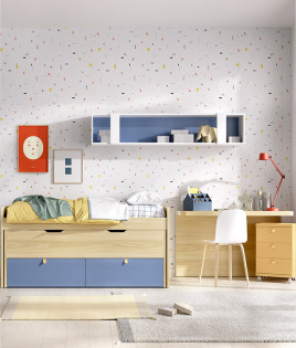 Dormitorio Juvenil con 2 camas y escritorio Ref YC123