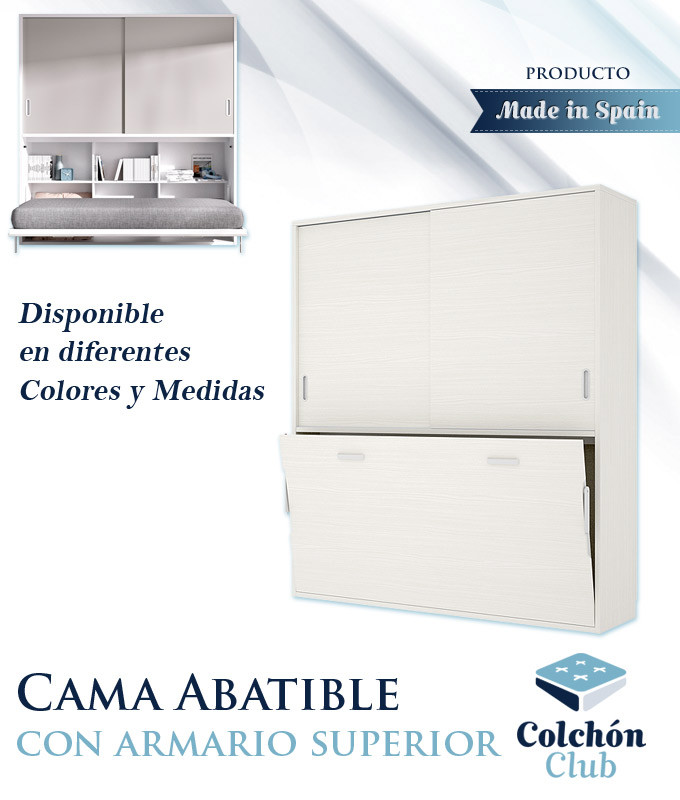 Cama Abatible Horizontal individual con altillo superior Ref Y36000