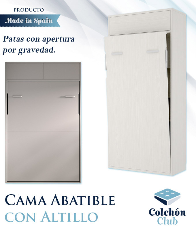 Cama Abatible Vertical con altillo disponible en diferentes colores y medidas Ref Y39000