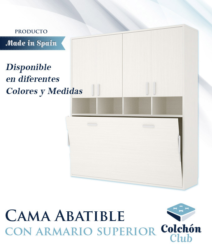 Cama Abatible Horizontal individual con armario superior Ref Y37000