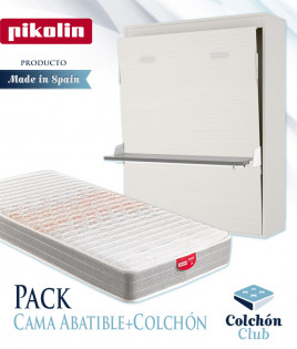 Pack Cama Abatible Vertical matrimonial con escritorio y Colchón Ref Y46000