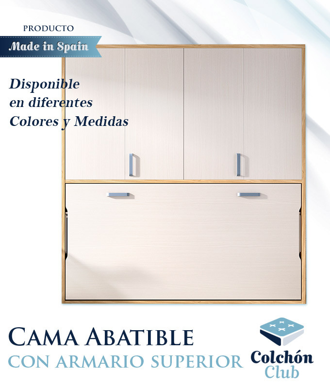 Cama Abatible Horizontal individual con altillo superior Ref Y38000