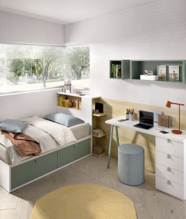 Dormitorio Juvenil cama nido y escritorio Ref YC209