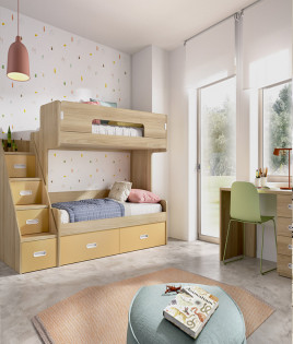 Dormitorio Juvenil con Litera y escritorio Ref YC311