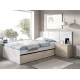 Dormitorio Juvenil con cama compacta, cabecero y mesita Ref YK11