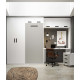 Dormitorio con cama abatible vertical con altillo, puente, armario y escritorio Ref Z24-29