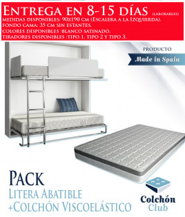 Pack Litera Abatible Horizontal y Colchones Viscoelasticos Ref N25000