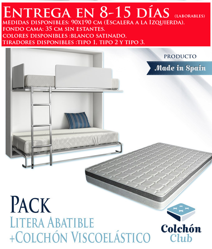 Pack Litera Abatible Horizontal y Colchones Viscoelasticos Ref N25000