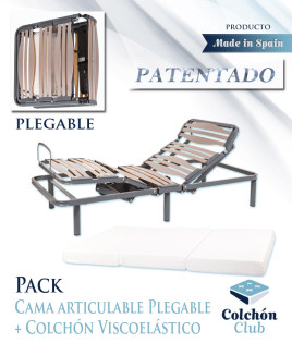 Pack Somier articulado plegable y colchón viscoelástico Ref DB12000