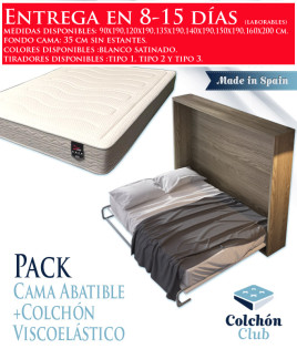 Pack Cama Abatible Horizontal y Colchón Viscoelastico Ref N23000