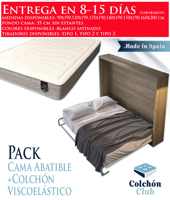 Pack Cama Abatible Horizontal y Colchón Viscoelastico Ref N23000