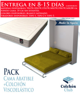 Pack Cama Abatible Vertical y Colchón Viscoelasticos Ref N24000