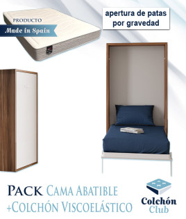 Pack Cama Abatible Vertical y Colchón Viscoelastico Ref N81000
