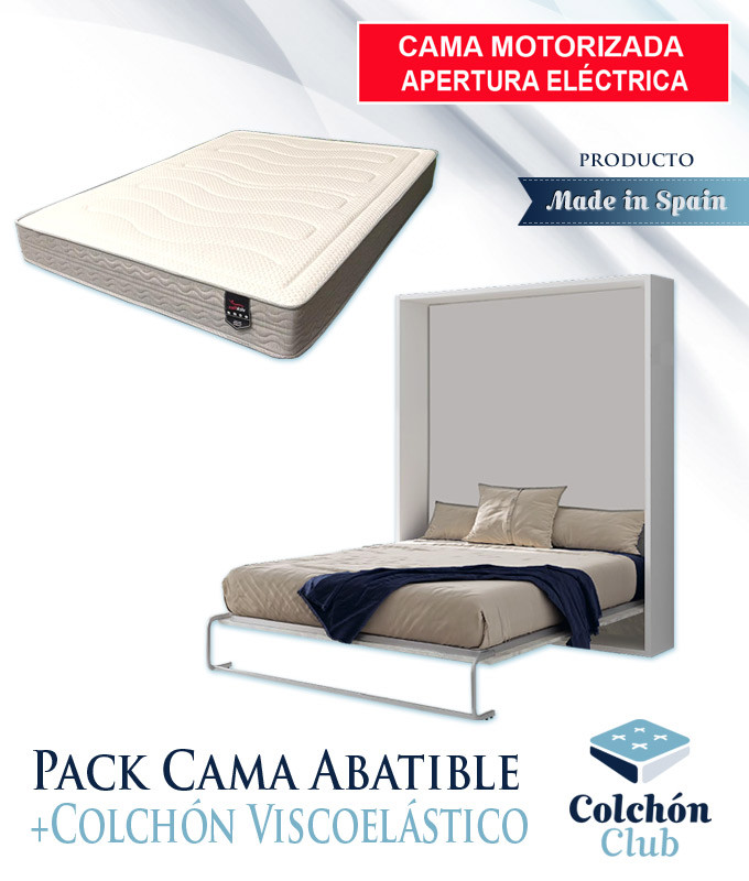 Pack Cama Abatible Vertical con Apertura Eléctrica y Colchón Viscoelastico Ref N74000
