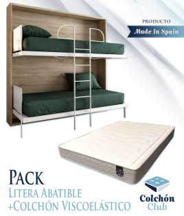 Pack Litera Abatible Horizontal con opción de Altillo y Colchones Viscoelásticos Ref N32000