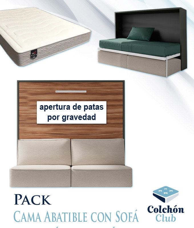 Pack Cama Abatible Horizontal con Sofá y Colchón Viscoelastico Ref N72000