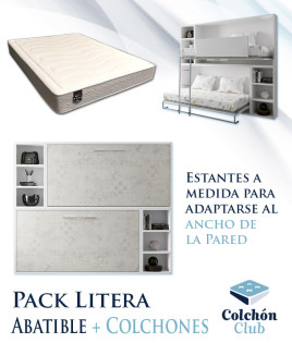 Pack Litera Abatible Horizontal con estantes a ambos lados y colchones Ref N59000