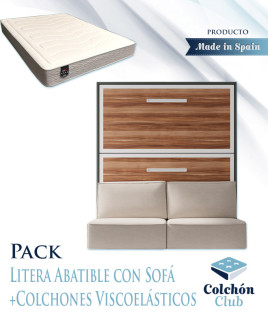 Pack Litera Abatible Horizontal con Sofá y colchones viscoelásticos Ref N65000