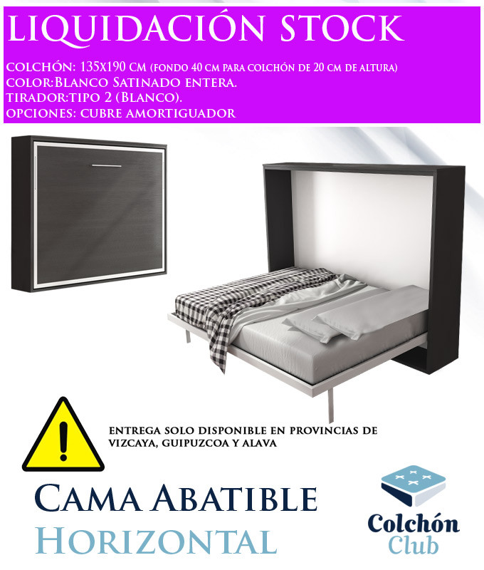Cama Abatible Horizontal disponible en diferentes medidas y colores Ref N50000