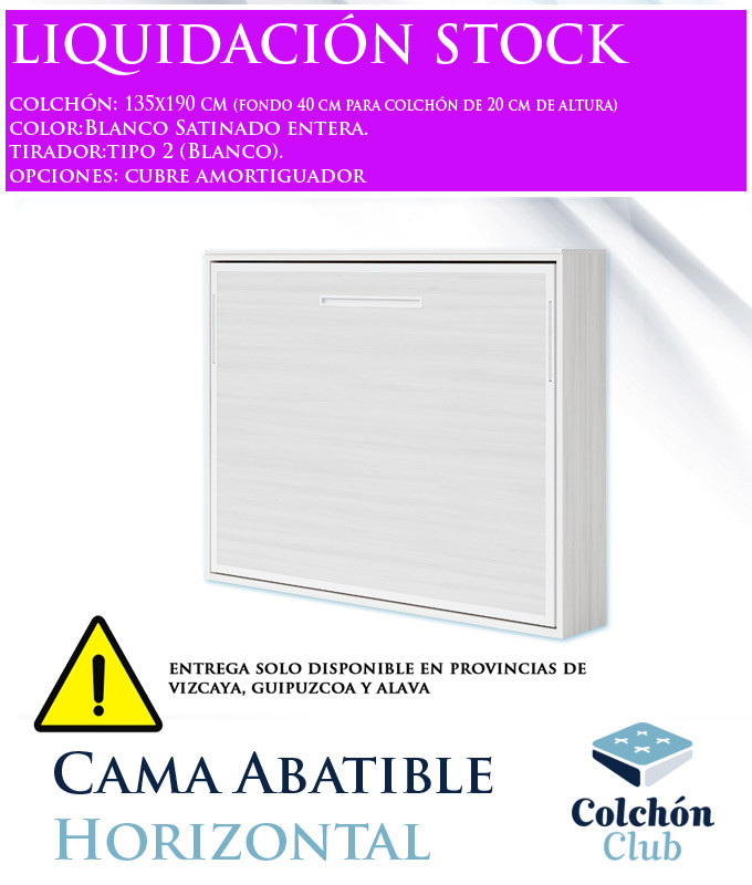 Cama Abatible Horizontal disponible en diferentes medidas y colores Ref N50000