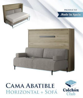 Cama Abatible Horizontal con Sofá disponible en diferentes medidas y colores Ref N34100