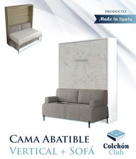 Cama Abatible Vertical con Sofá disponible en diferentes medidas y colores Ref N15100