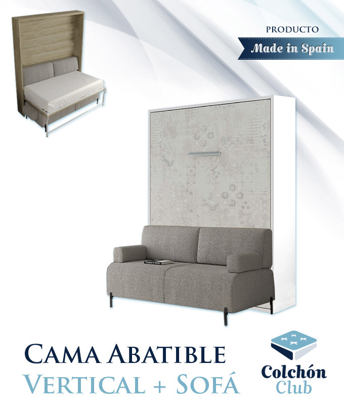 Cama Abatible Vertical con Sofá disponible en diferentes medidas y colores Ref N15100