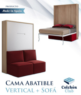 Cama Abatible Vertical con Sofá disponible en diferentes medidas y colores Ref N15200