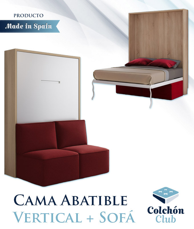 Cama Abatible Vertical con Sofá disponible en diferentes medidas y colores Ref N15200