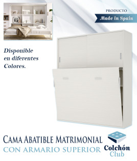 Cama Abatible Horizontal de matrimonio con armario superior Ref Y68000