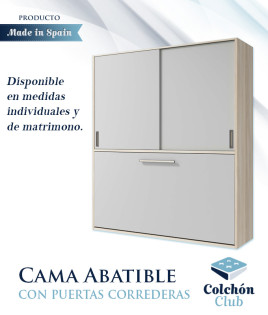 Cama Abatible Matrimonial disponible en medidas Individuales con armario de puertas correderas Ref Z22000