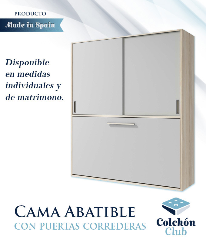 Cama Abatible Matrimonial disponible en medidas Individuales con armario de puertas correderas Ref Z22000