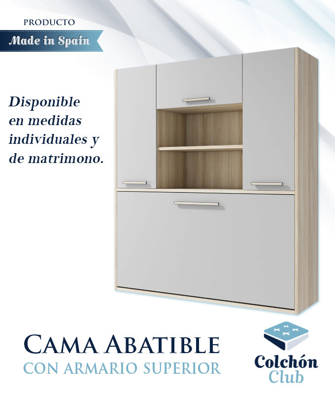 Cama Abatible Matrimonial disponible en medidas Individuales con armario superior Ref Z24000