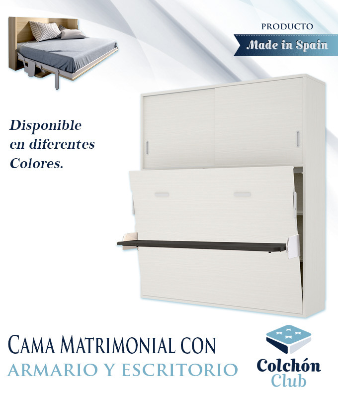 Cama Abatible de matrimonio con escritorio y armario Ref Y69000