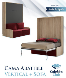 Cama Abatible Vertical con Sofá disponible en diferentes medidas y colores Ref N40000