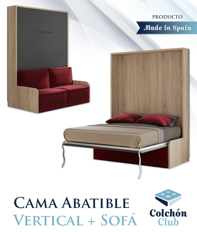 Cama Abatible Vertical con Sofá disponible en diferentes medidas y colores Ref N40000