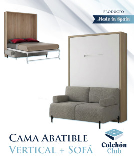 Cama Abatible Vertical con Sofá disponible en diferentes medidas y colores Ref N15100