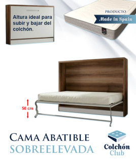 Pack Cama Abatible Horizontal sobreelevada y Colchón Viscoelastico Ref N86000