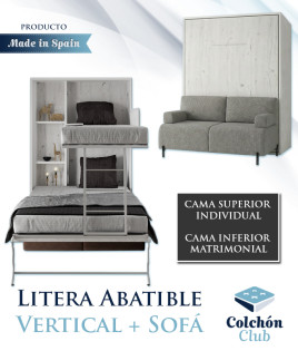 Litera Abatible Vertical Matrimonial con Sofá Ref N36000