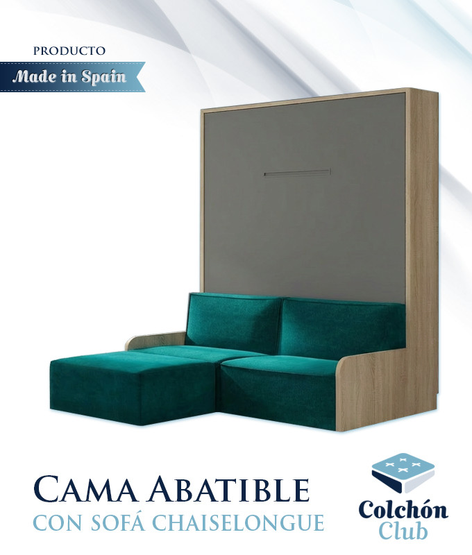 Cama Abatible Vertical con brazos de madera y con Sofá Chaiselongue Ref N91000