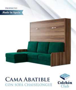 Cama Abatible Horizontal con brazo de madera y Sofá Chaiselongue Ref N92000