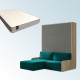 Pack Cama Abatible con Sofá Chaiselongue y Colchón Viscoelastico Ref N93000