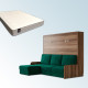 Pack Cama Abatible Horizontal con Sofá Chaiselongue y Colchón Viscoelastico Ref N94000