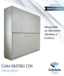 Cama abatible Matrimonial disponible en medidas Individuales con armario superior Ref N95000