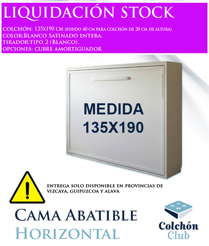 Liquidación cama abatible horizontal 135x190 cm Ref N50000 OUTLET