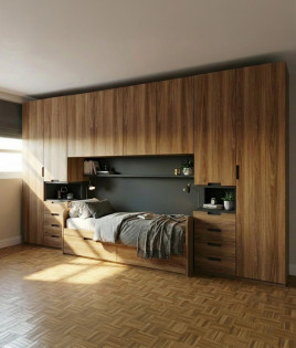 Dormitorio puente con cama nido y armarios laterales Ref YC519