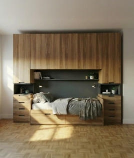 Dormitorio puente con cama nido y armarios laterales Ref YC520