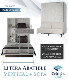 Litera Abatible Vertical Matrimonial con Sofá Ref N36000