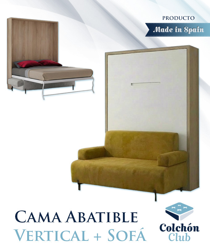 Cama Abatible Vertical con Sofá disponible en diferentes medidas y colores Ref N15100
