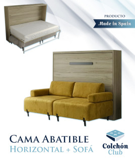Cama Abatible Horizontal con Sofá disponible en diferentes medidas y colores Ref N34100